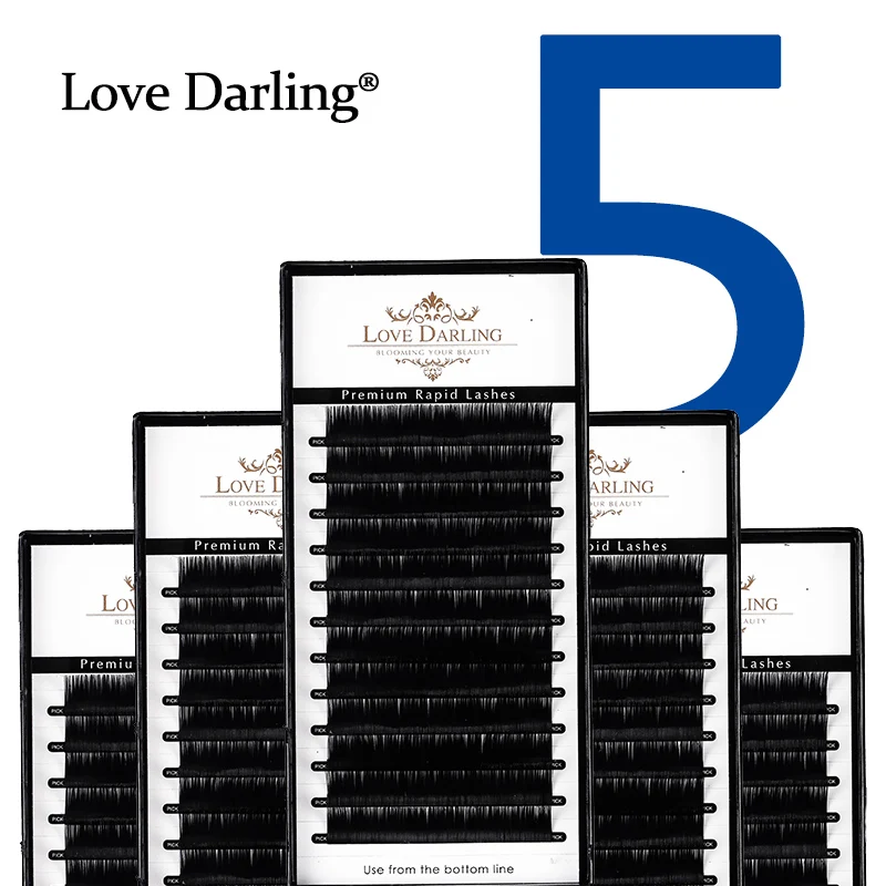 Love Darling, 5 чехлов/Лот, автоматическое цветение ресниц, легкое удлинение ресниц, самостоятельные вееры, все размеры, норковые ресницы