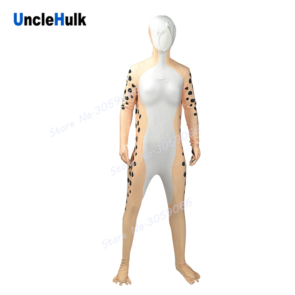 Леопардовый Костюм зентай из спандекса для девочек на Хэллоуин Открытые лица