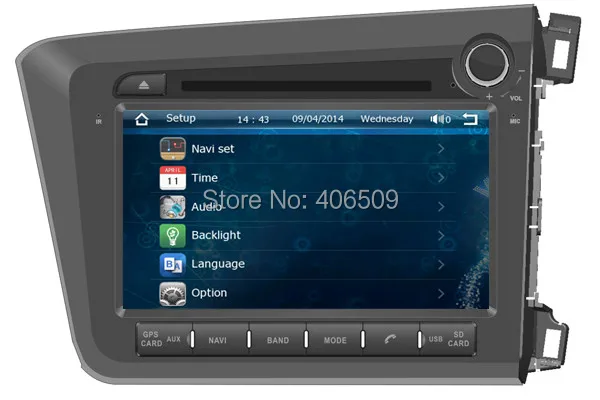 В тире dvd-плеер автомобиля gps навигации для Honda Civic правый руль 2012 2013 с радио BT USB SD AUX