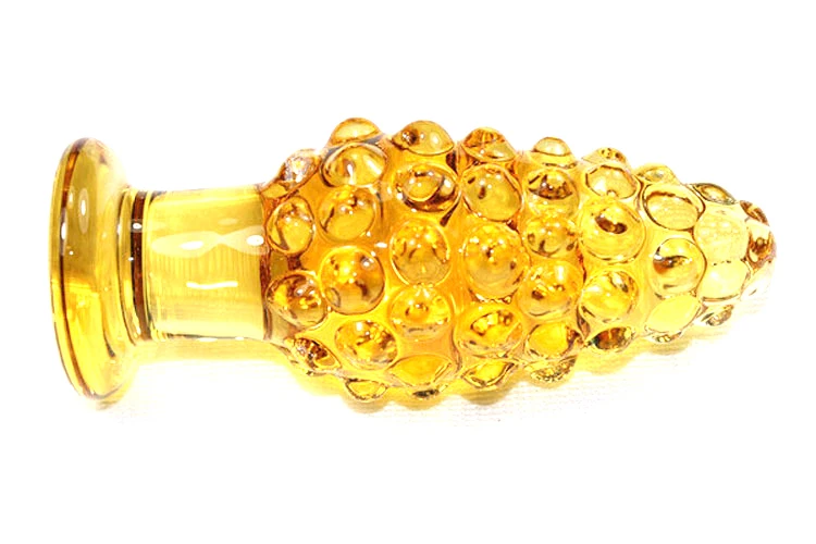 Недорогие секс товары большая стеклянная Анальная пробка 10 см золотистая из