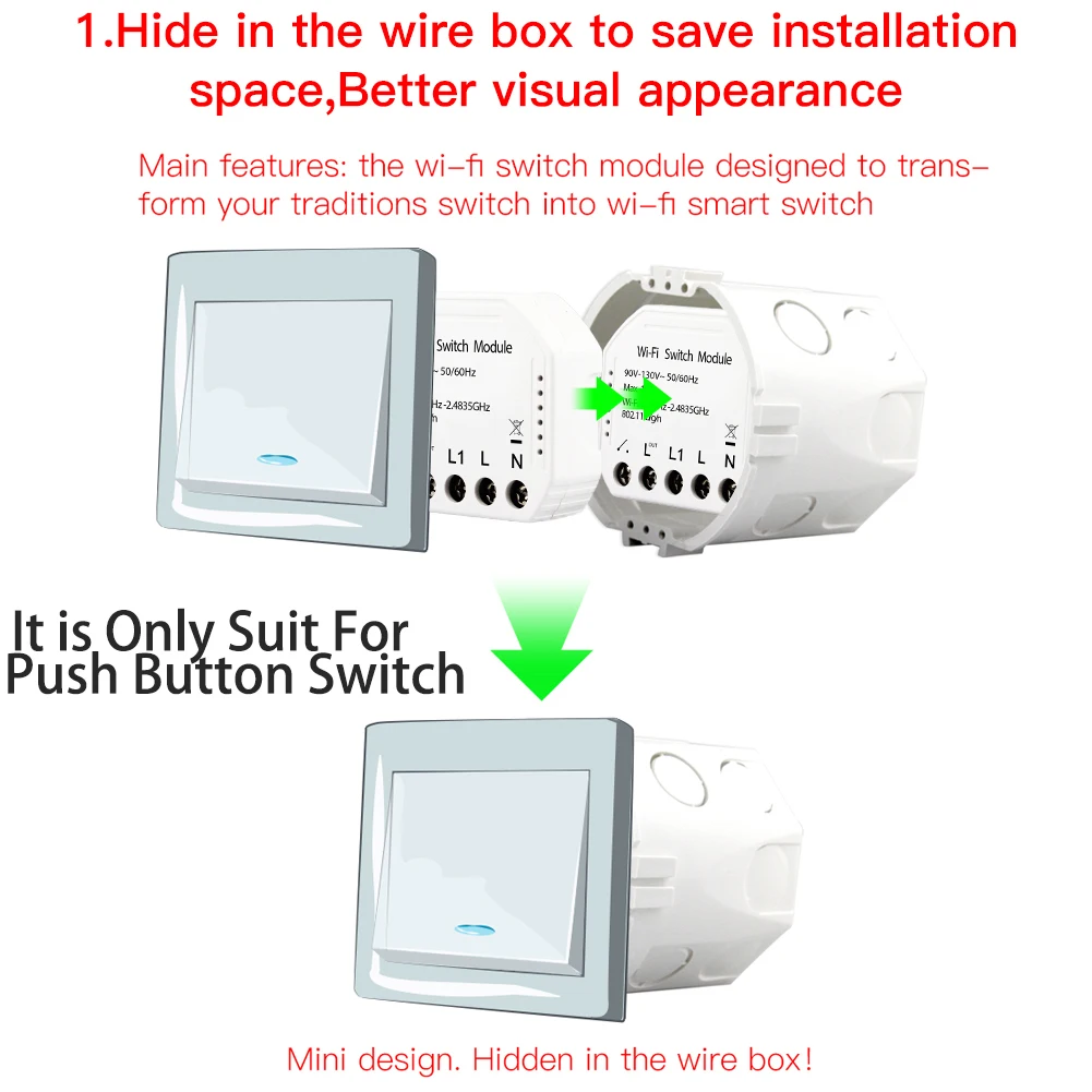 4 шт. Wifi умный выключатель света Diy модуль Smart Life/Tuya приложение дистанционное