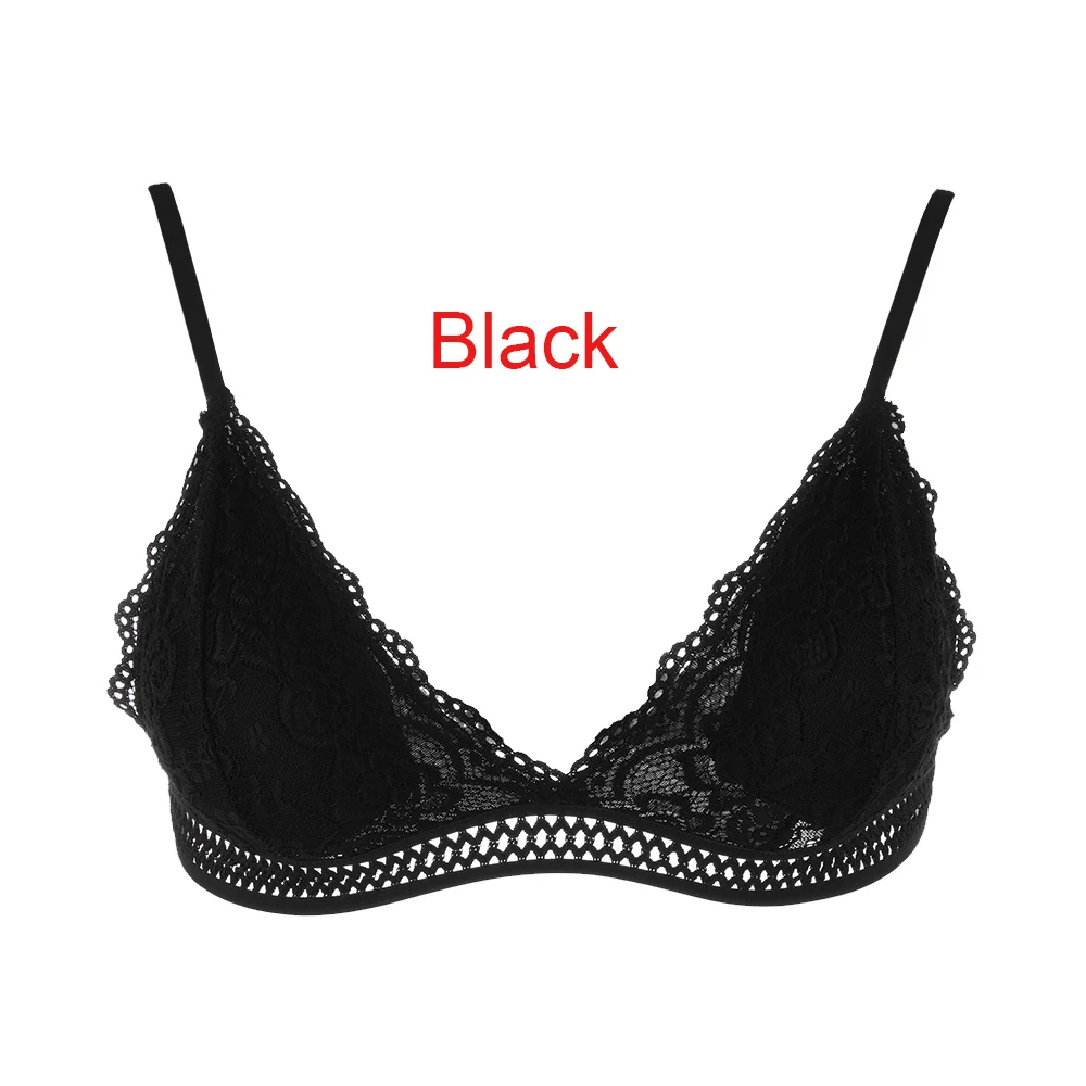 black Мягкий французский Sexy Bralette кружева белый бюстгальтер без косточек Беспроводной Треугольники чашки Для женщин белье Мягкий Бюстгальтер незаметный бюстгальтер - Цвет: black