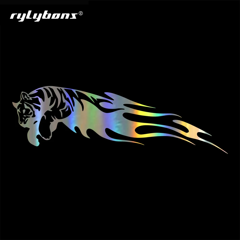 RYLYBONS Новый автомобильный стайлинг 20X6,3 см Тигр прыгает огненная бардианская виниловая наклейка на аксессуары для автомобильных изделий.