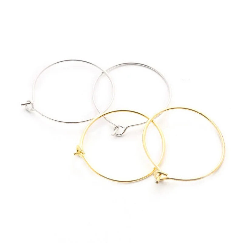 100 Позолоченные/Родиевые Винные бокалы очаровательные кольца/серьги-обручи 19 мм