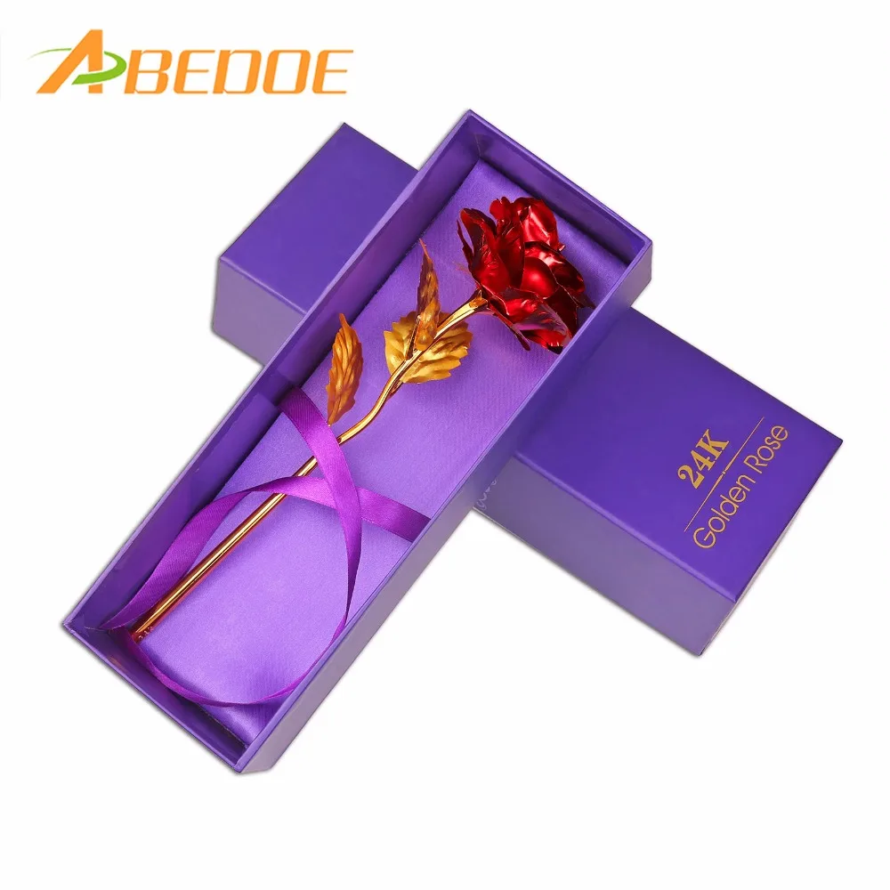 ABEDOE 24K фольгированный Розовый Красный цветок розы подарок на день Святого