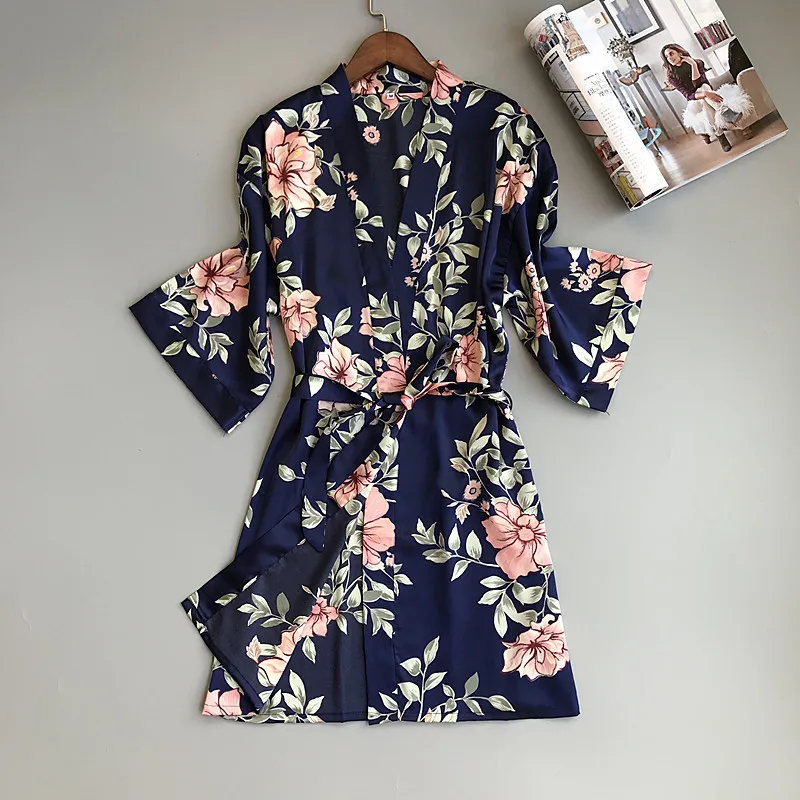 Женское шелковое кимоно с цветочным принтом|kimono robe|womens kimono robehome robe |
