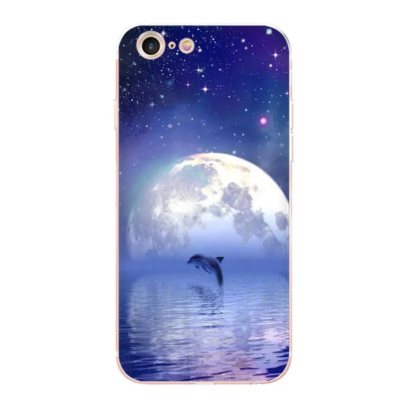 Мягкий чехол для телефона MaiYaCa Jumping Dolphin in tne moonlight and sunset ocean Apple iPhone 8 7 6 6S Plus X 5 5S SE 5C 4