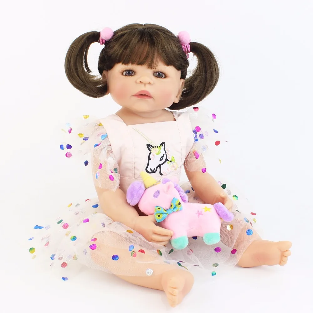 Полностью силиконовая кукла реборн 55 см игрушка как настоящая виниловая
