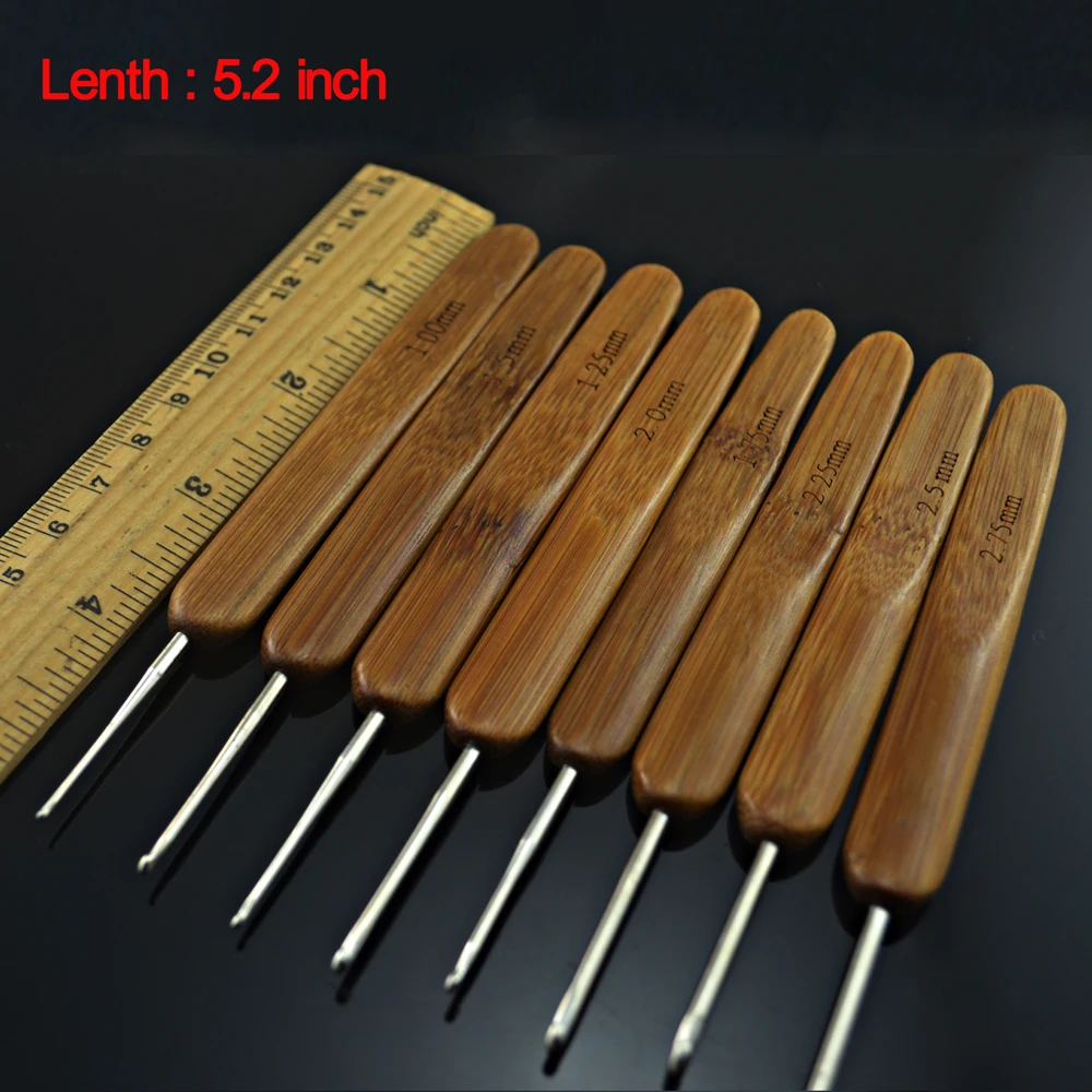 Набор вязаных крючком крючков с бамбуковой ручкой 8 шт./компл. | Дом и сад