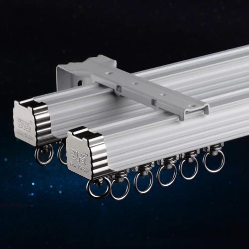 Ivory Double Side Слоновая кость, белый Шампань, Тиковый бесшумный шкив, карниз для занавесок, аксессуары для занавесок из алюминиевого сплава, карниз, несущий подшипник под заказ - Цвет: Ivory Double Side