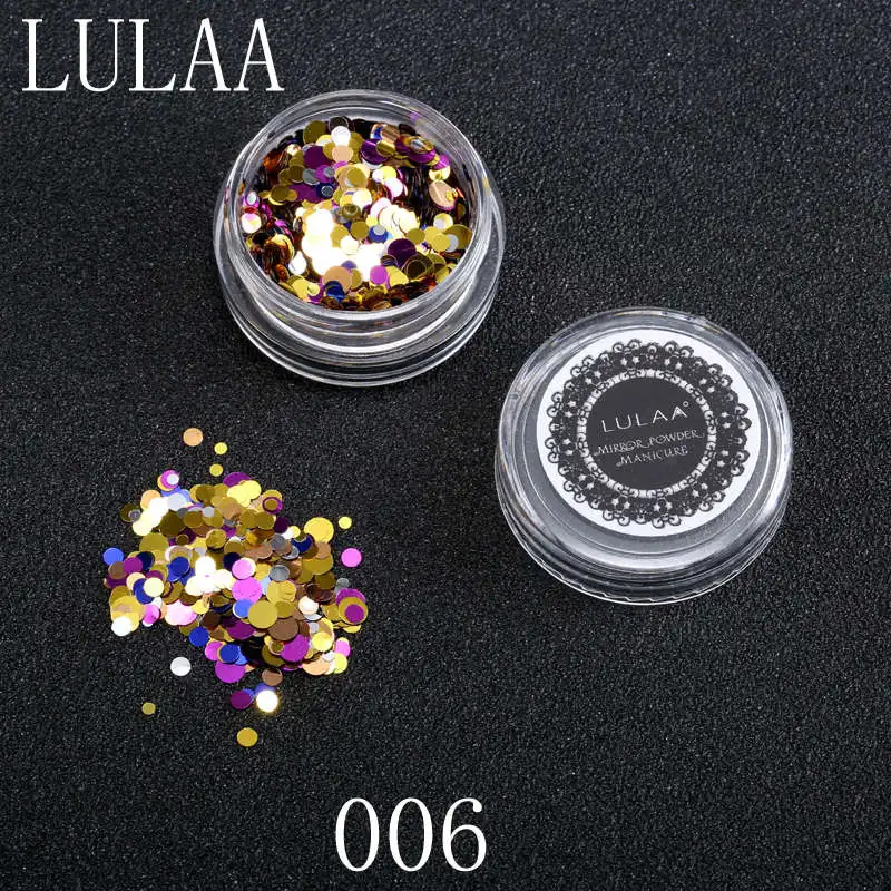 Lulaa 1 коробка блестящие круглый ультратонких Блёстки красочные Дизайн ногтей