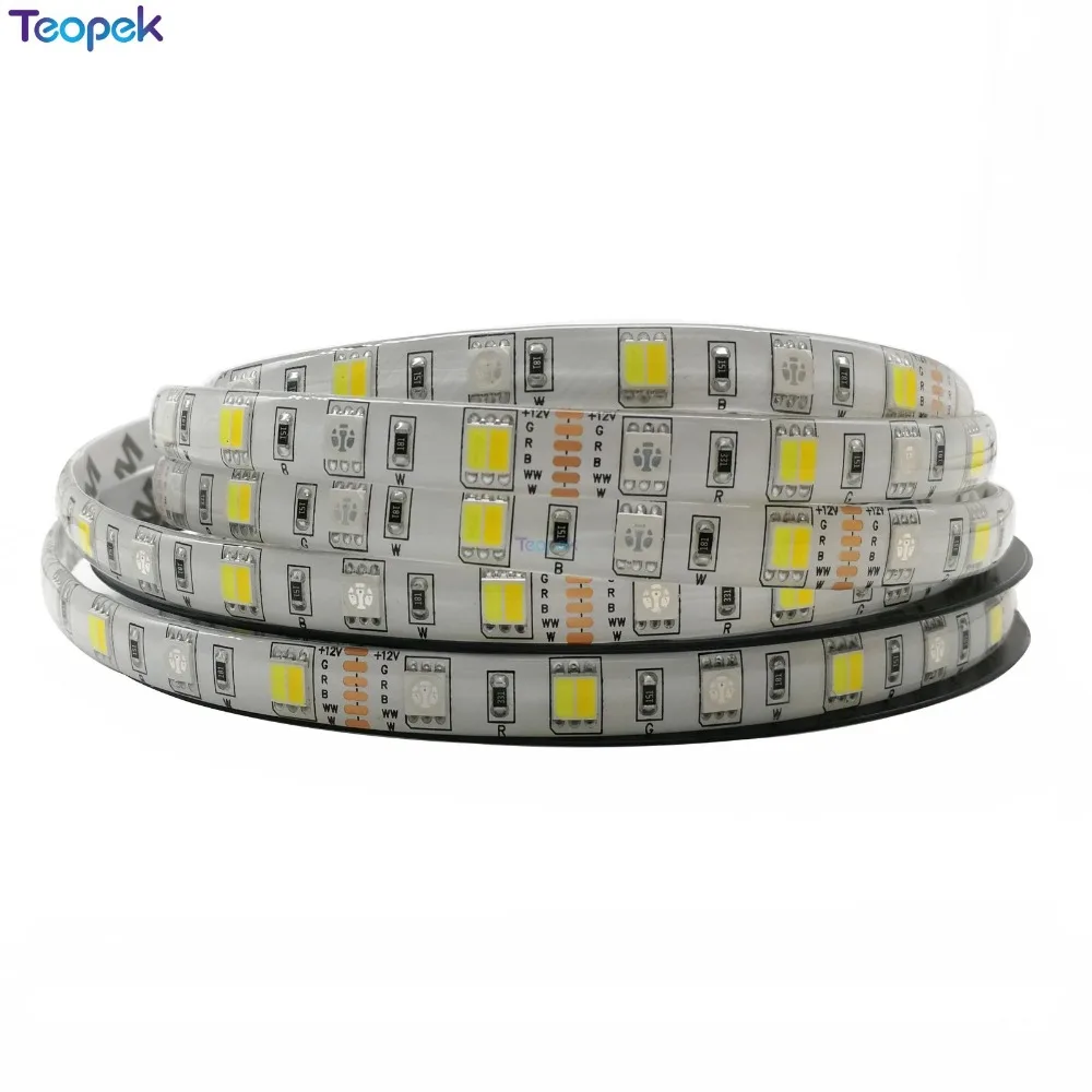 RGB+ CCT светодиодный светильник 5050 SMD 60 светодиодный s/m RGBW Полная Цветовая Регулируемая температура Светодиодная лента RGB CCT 12 В 24 в 10 мм PCB 5 м/лот