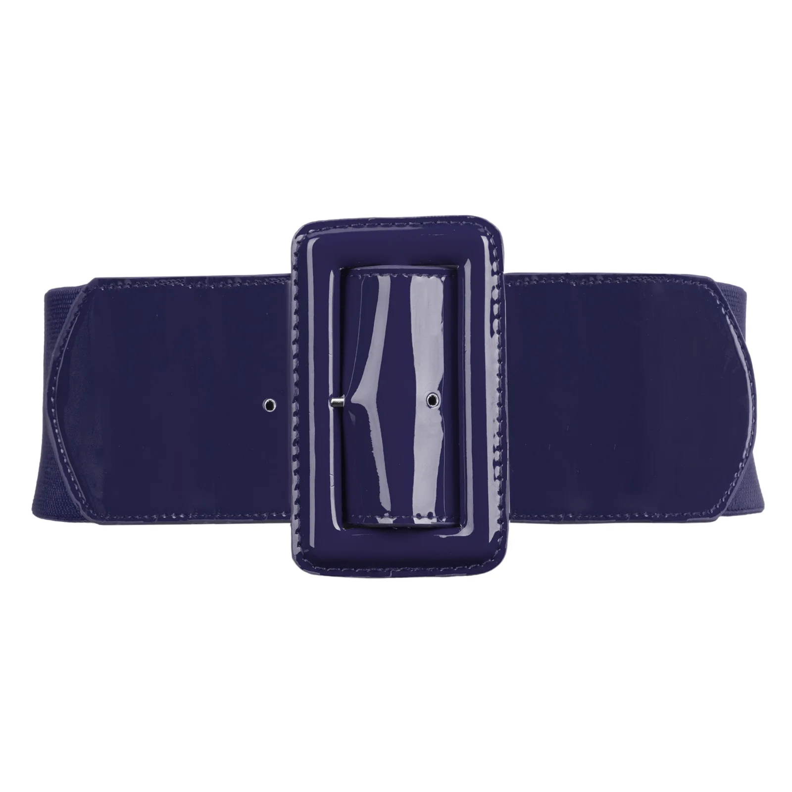 Navy Blue GK пояс для женщин Дамский широкий пояс фирменный дизайн сплошной цвет металлическая пряжка эластичный пояс пояса размера плюс - Цвет: Navy Blue