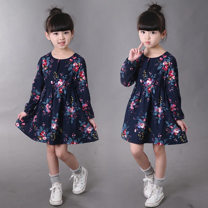 TcYct/платье для девочек 2017 г. Хлопковое платье с длинными рукавами принцессы