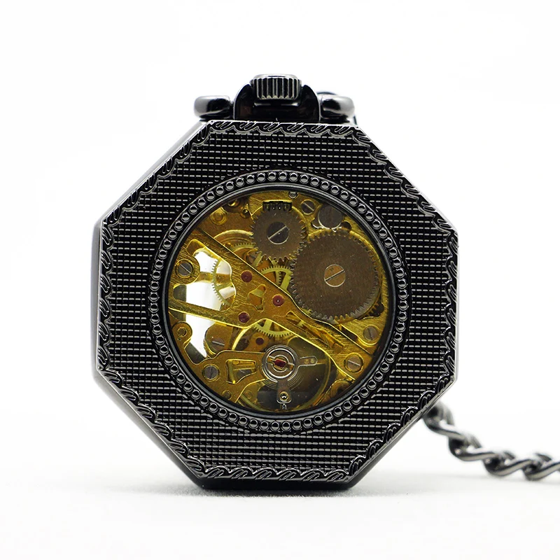 Men Women Hand Winding Windup Skeleton Classic Fashion Casual Steampunk Mechanical Pocket Watch Clock Watches Chain