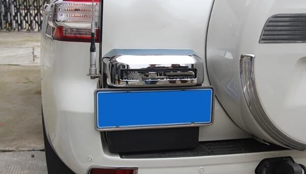 

Higher star ABS chrome car rear tail gate license holder bracket decoration cover for TOYOTA Land Cruiser Prado 2014-2016