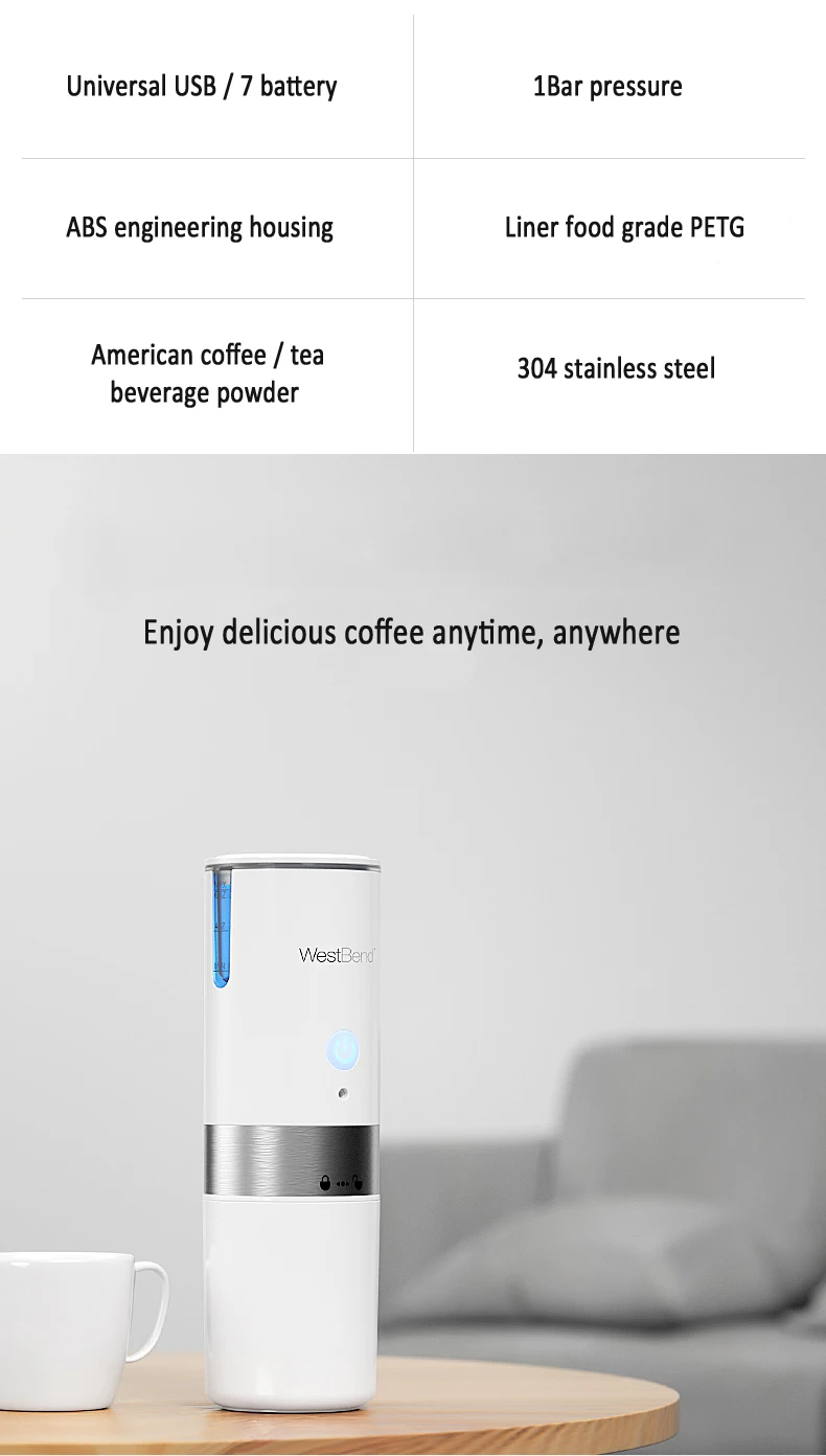 American Portable K-cup Capsule Coffee Machine USB Car Travel Coffee Maker Fully Automatic Mini Small Household