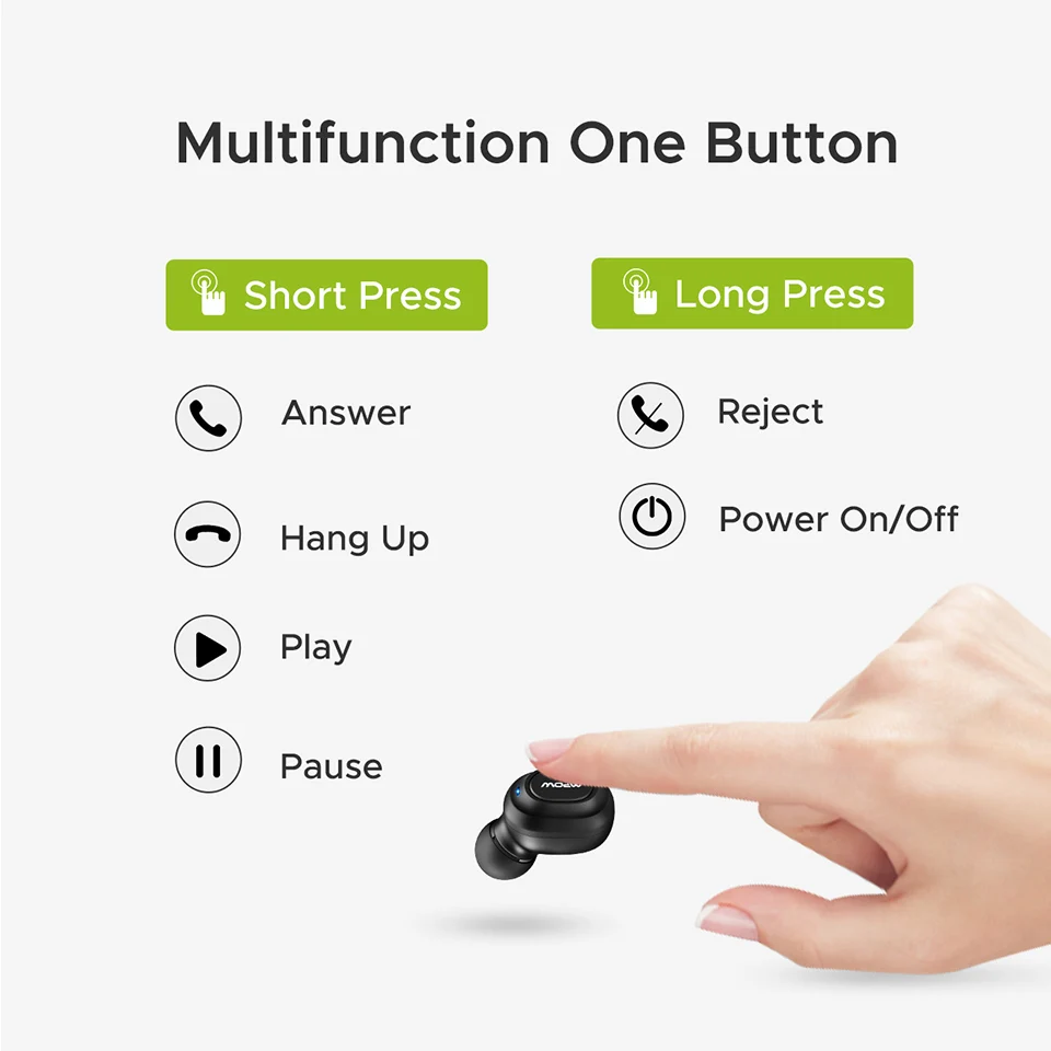 Mpow EM13 Bluetooth наушники мини Беспроводные Наушники V4.1 Bluetooth наушники с микрофоном 6 часов воспроизведения для iPhone 7/iPhone X