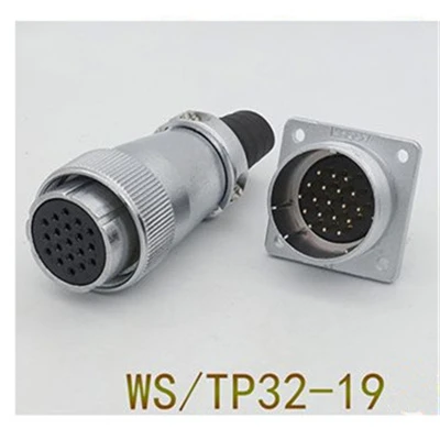 WS32-19Pin 1 комплект WS32 авиационным соединителем мужской и женский квадратный фланец Диаметр вала(мм): гнездо 4/6/8/10/11/12/13/14/19 Pin вилкой/корейский производитель кабелей авиации круговой разъем кабеля - Цвет: WS32-19Pin