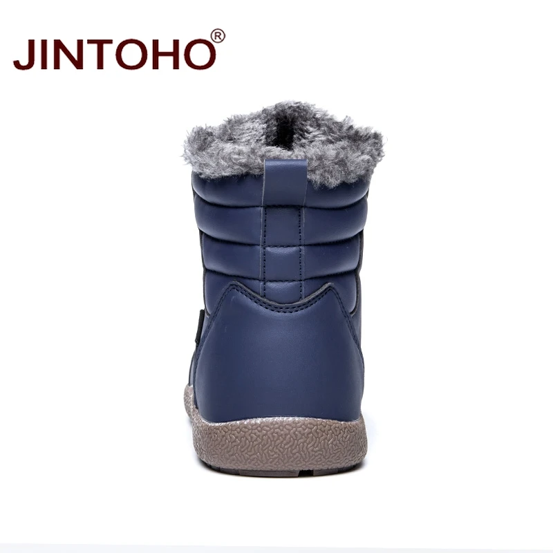 JINTOHO/Новая зимняя мужская обувь зимние ботинки больших размеров Синие ботильоны на шнуровке теплая зимняя обувь мужские кожаные ботинки мужские ботинки