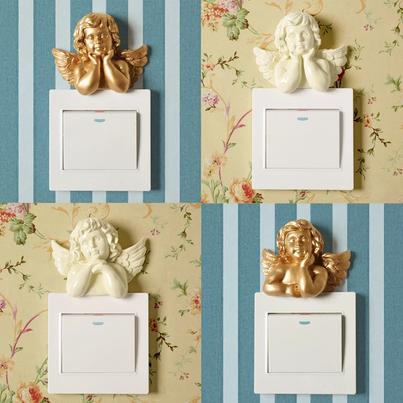 

Switch decoration garden wall protective sleeve resin three-dimensional angel creative personality socket decoration switch