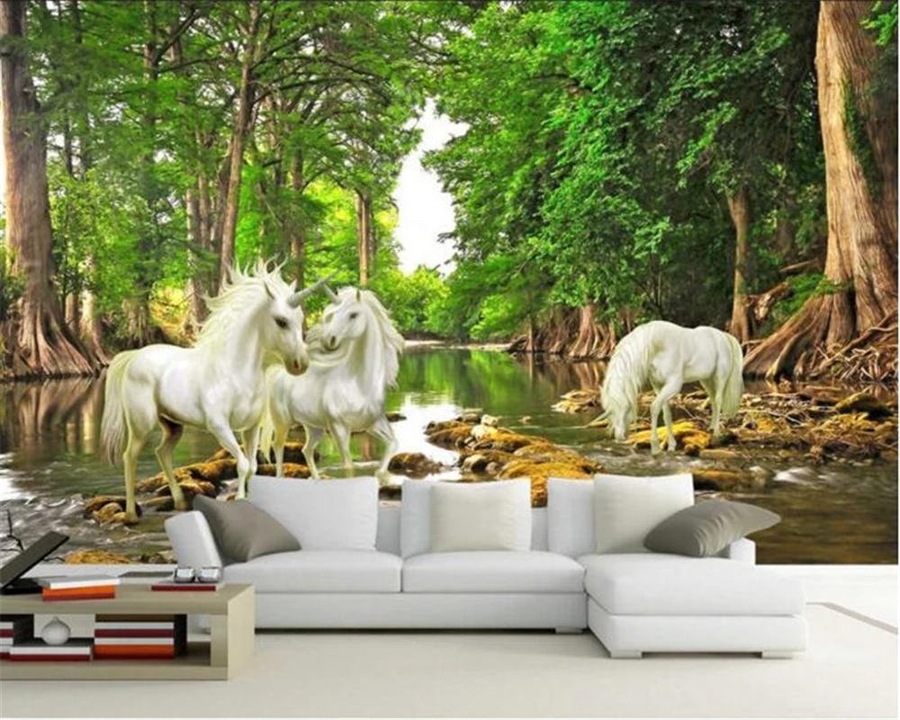 

beibehang wallpaper for walls 3d Realistic landscape painting oil painting horse fairyland background Wallpaper papel de parede