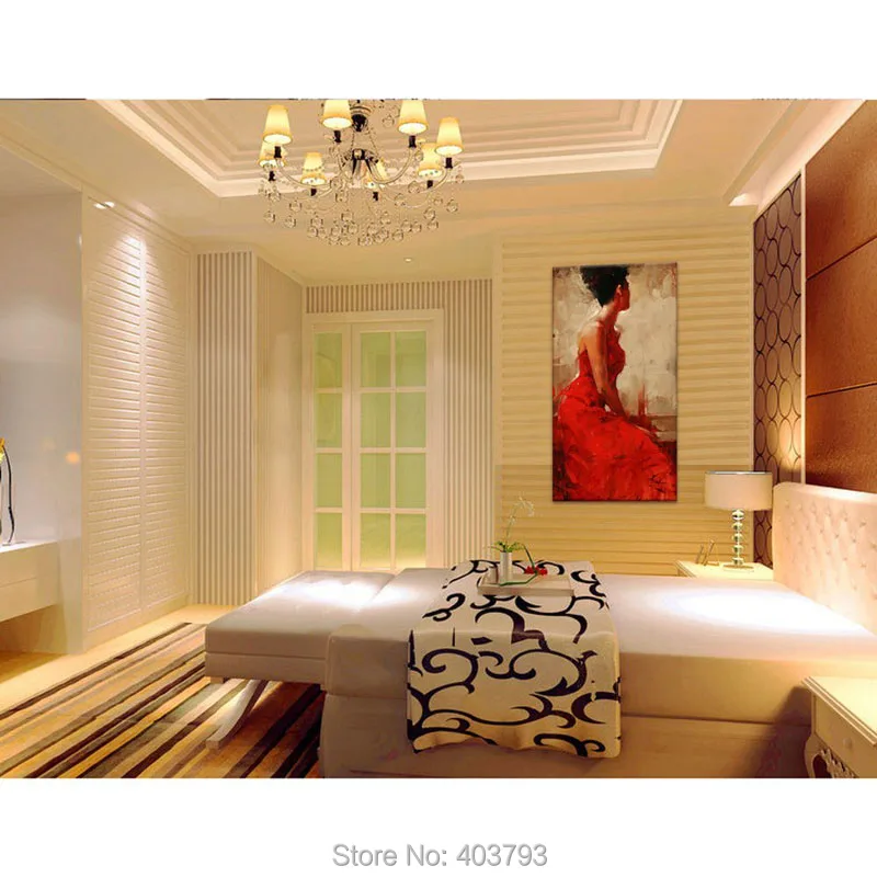 Картина на холсте красное платье без рамы ручная роспись|oil painting|hand painted oil paintingcanvas