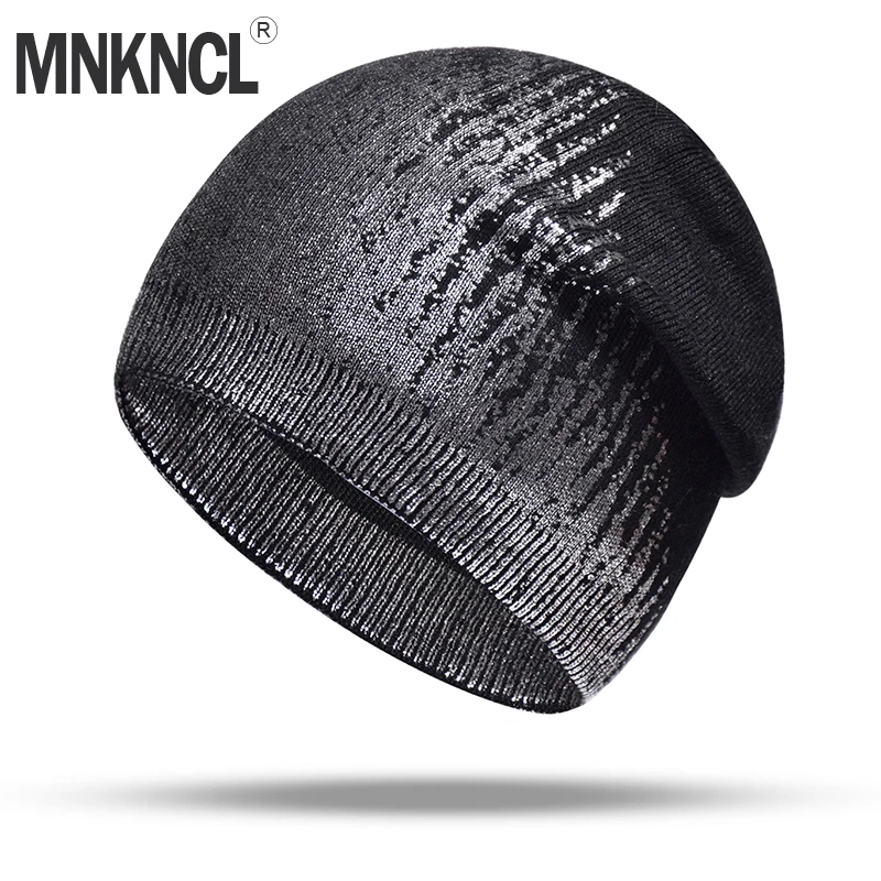 MNKNCL 2018 новая зимняя шапка для Для женщин серебристый шерсть вязаная модный бренд