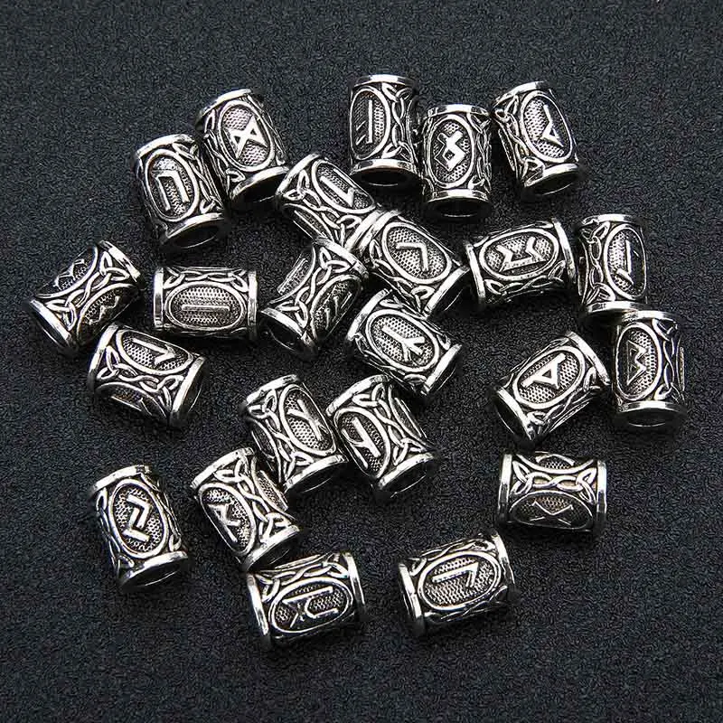 Antique Silver 24 шт./компл. руны викингов, Очаровательные бусы, подходят к браслет Цепочки и ожерелья 6 мм прокладка большого отверстия очаровательные трубки бусины для браслетов "сделай сам" для изготовления ювелирных изделий - Цвет: Antique Silver