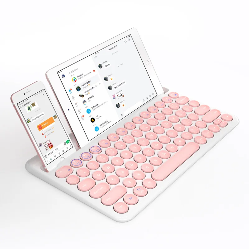 Портативная Беспроводная Bluetooth клавиатура для iPad планшета iPhone Macbook перезаряжаемая мини Бесшумная Клавиатура для IOS Windows Android MAC - Цвет: Pink