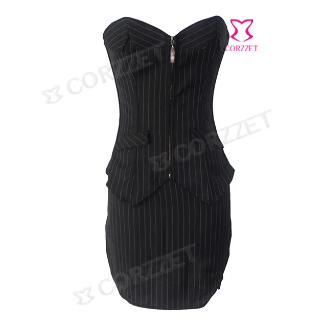 Корсет-бюстье и корсет для досуга на молнии бурлеск из ткани в тонкую полоску |