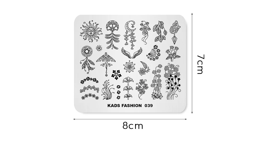 KADS Fashion 039 pattern nail stamp templates nail art stamping Plate Image Template Tools For printing DIY Manicure Stencils