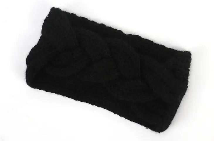 Black 1 шт., теплая зимняя женская вязаная плотная повязка на голову, модный стиль, крестообразная повязка на голову, аксессуары для волос, шерстяная вязаная повязка на голову для девочек - Цвет: Black