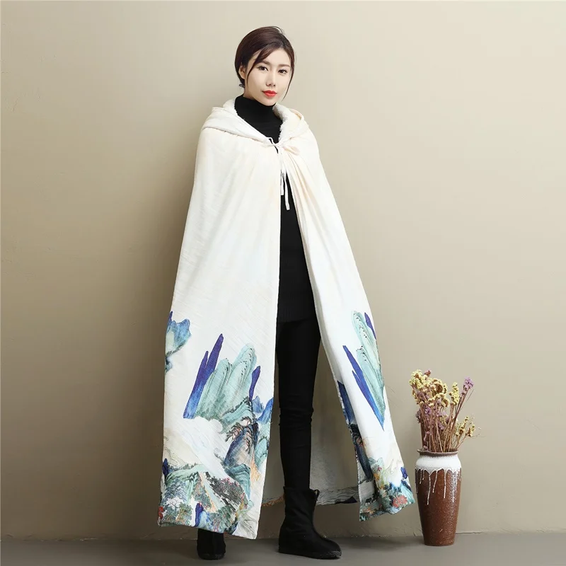 Одежда для медитации женский плащ манто в китайском стиле женская накидка с