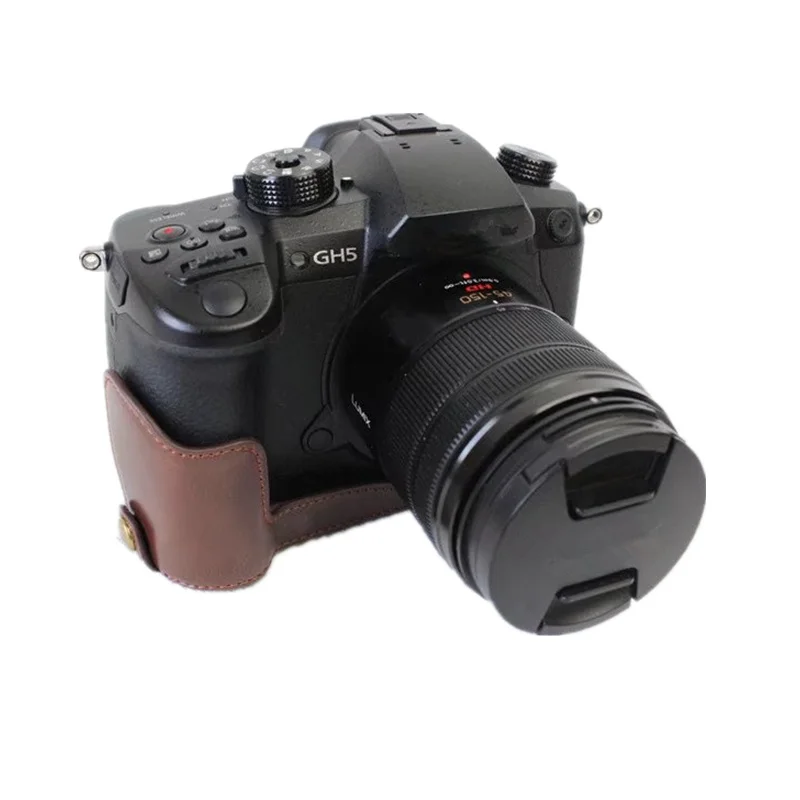 Черный/кофе/коричневый Половина корпуса камеры кожаные чехлы для Panasonic Lumix GH5|camera