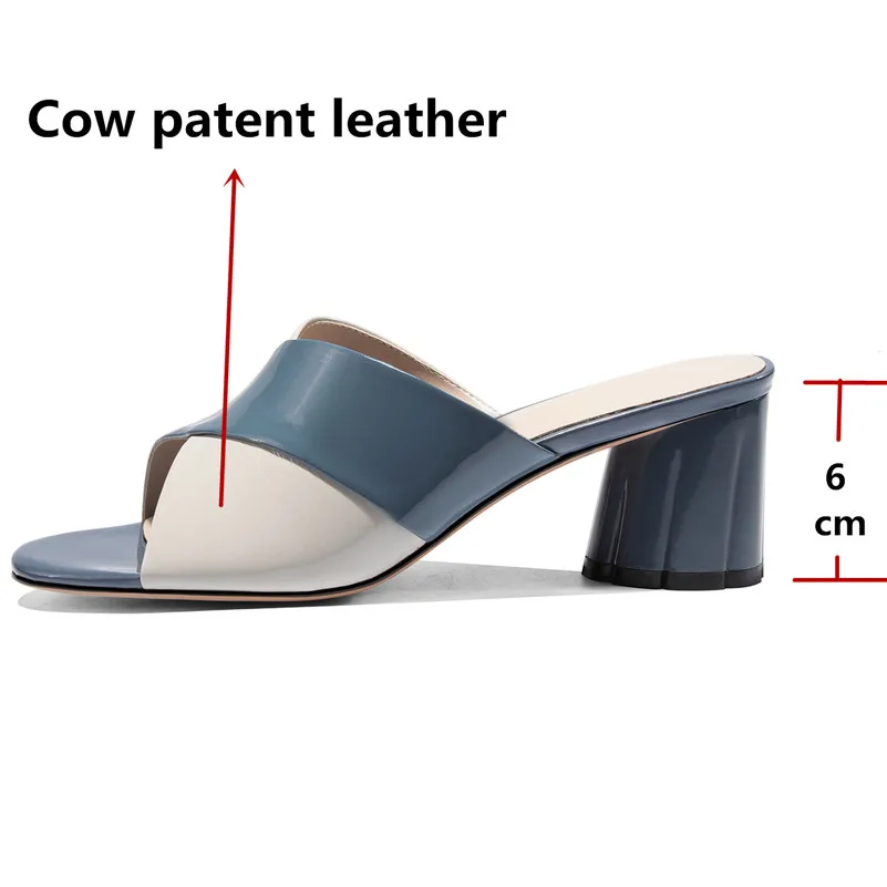 Женские босоножки на квадратном каблуке FEDONAS черные туфли из лакированной