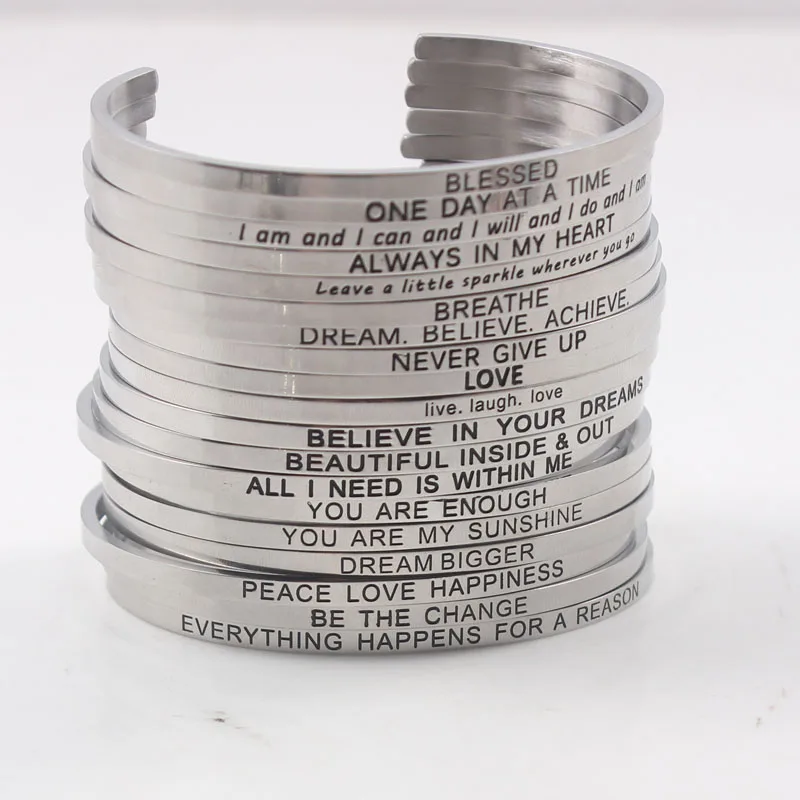 Новое поступление Браслет-манжета из нержавеющей стали с гравировкой