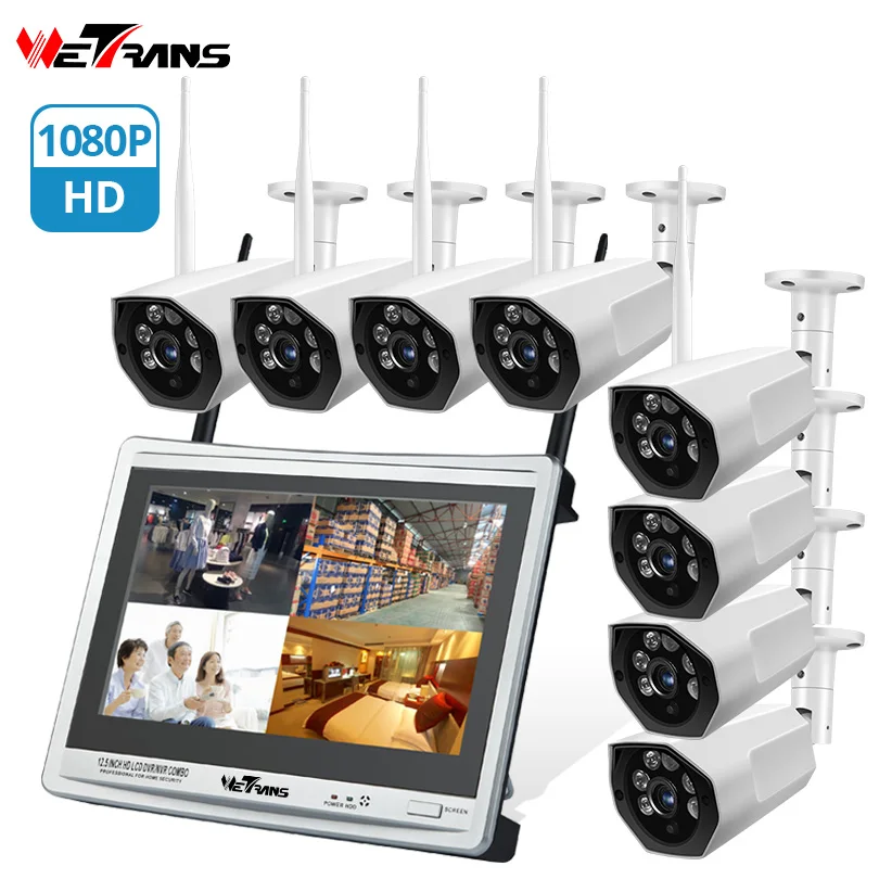 Wetrans Беспроводная система безопасности камеры с монитором 8CH 2MP NVR Wi Fi 1080 p комплект