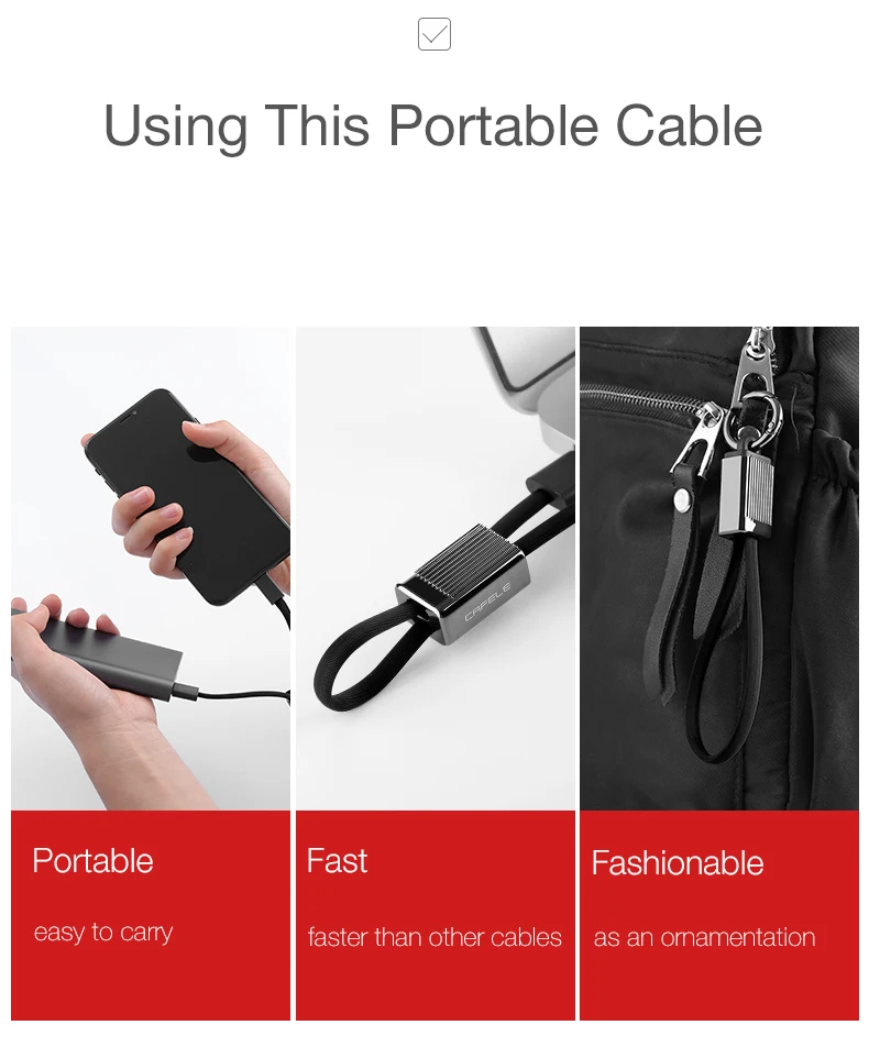 CAFELE USB кабель для iphone X 8 7 6 Plus Портативный зарядный кабель для микро телефонов кабели для передачи данных брелок стиль