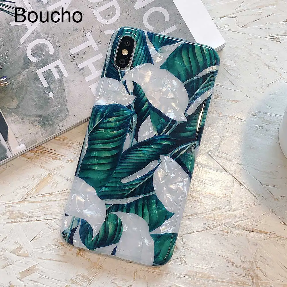 Чехол для телефона Boucho iphone XS MAX X XR Модный узор в виде раковины банановых листьев