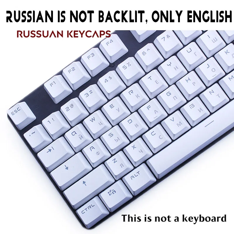 Русский/PBT английский Languag ключ крышка s Различные цвета выбор для Cherry MX механическая клавиатура Клавишные переключатели 104 клавиш - Цвет: PBT White Russian
