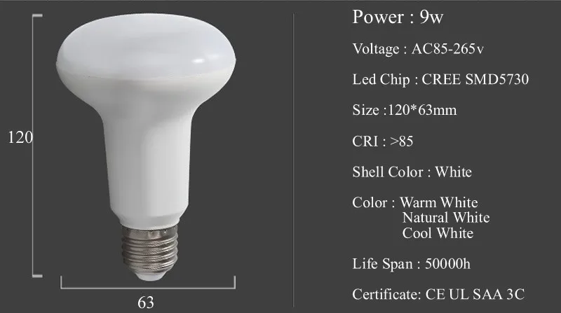 5 Вт 7 9 12 15 20 E14 E27 Базовая Светодиодная лампа R39 R50 R63 R80 R90 R95 лампа-зонтик AC85-265V Теплый