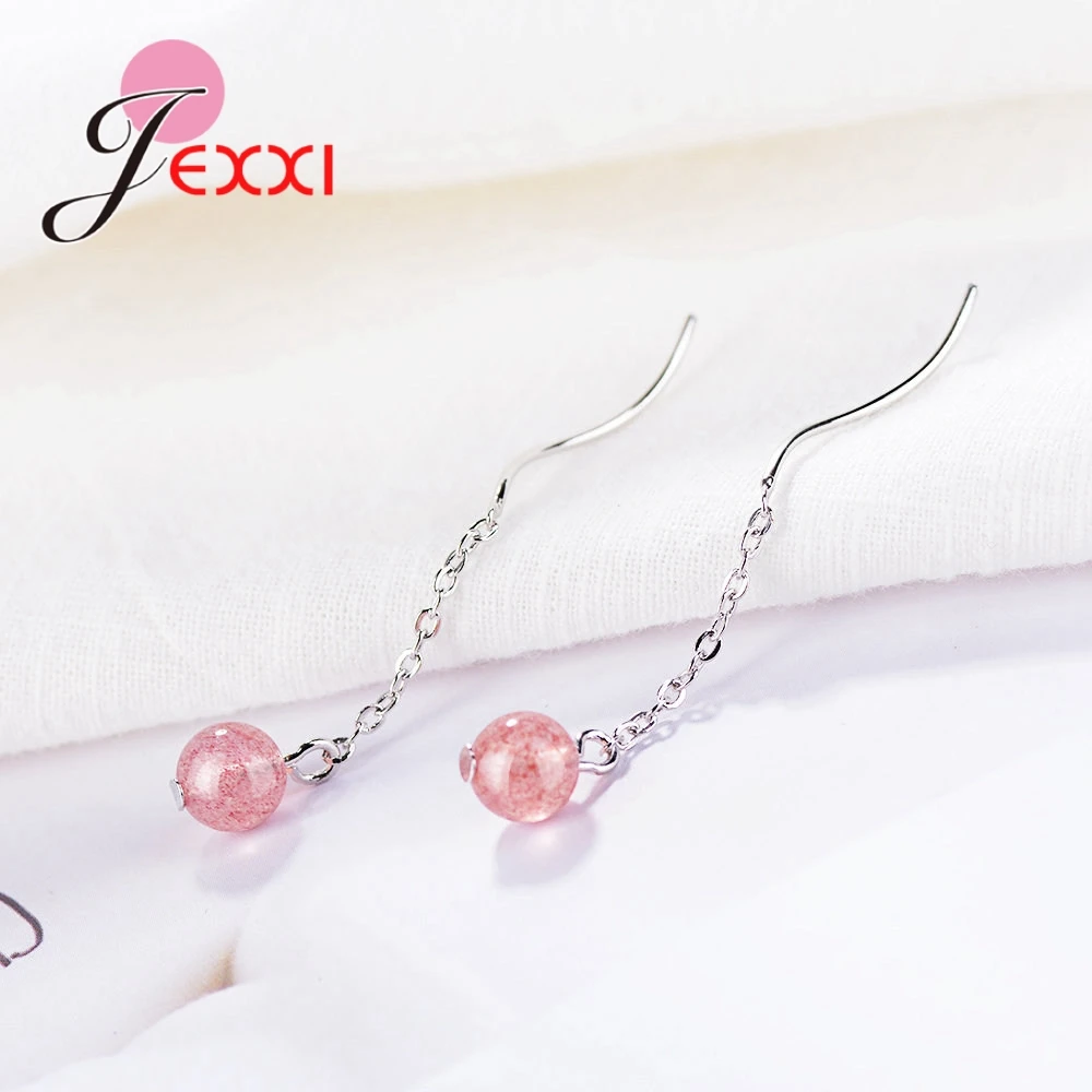 Модные розовые бусы самые популярные изысканные серьги 100% Стерлинговое Серебро