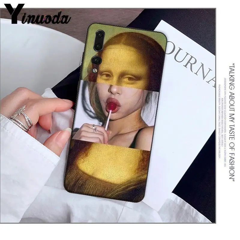Yinuoda Ван Гог Мона Лиза Девушка жемчужные серьги искусство ТПУ черный чехол для