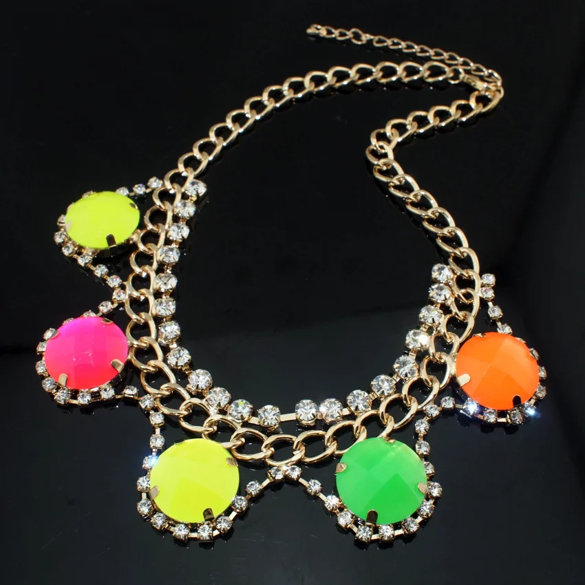 Модные Круглые Ошейники MANILAI ожерелья чокеры неоновые конфеты полимерные бусины
