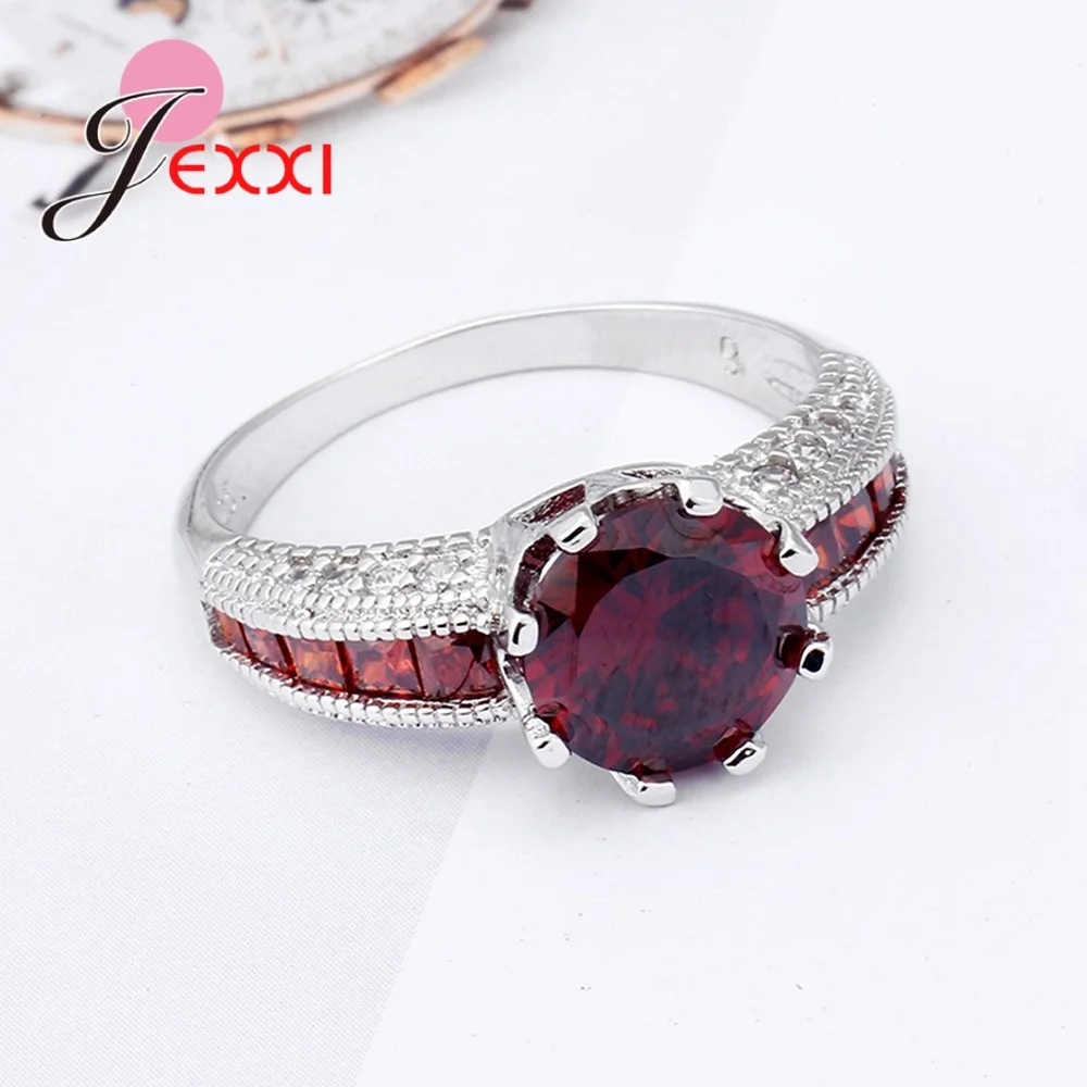 Роскошный Красный Кристалл юбилей вечерние кольца для девочек Популярные 925