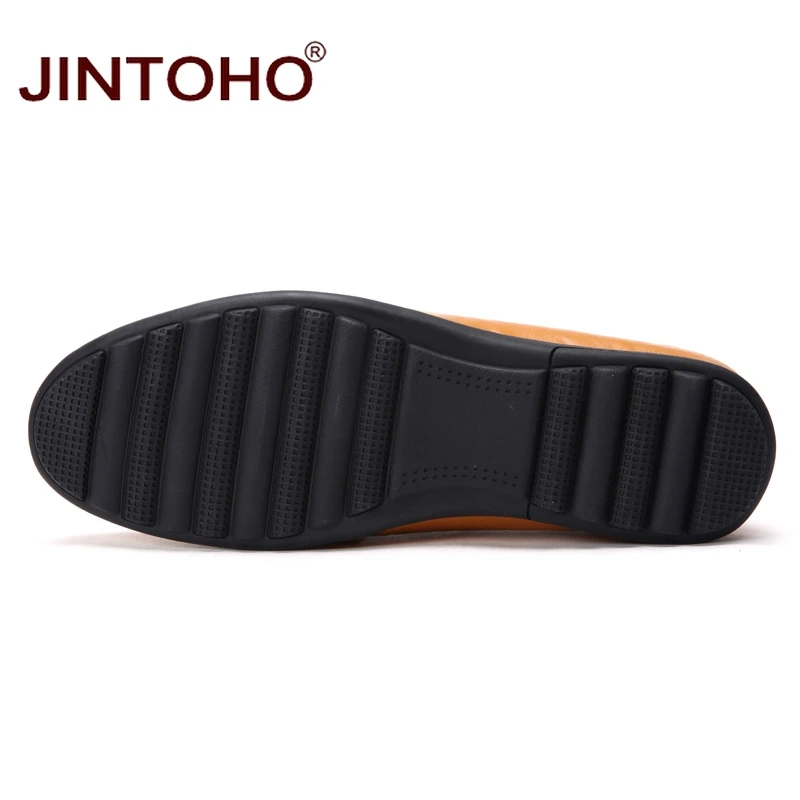 Лето jintoho/модная повседневная мужская обувь; дышащая мужская обувь; Мужская обувь из натуральной кожи без застежки; мужские кожаные лоферы на плоской подошве