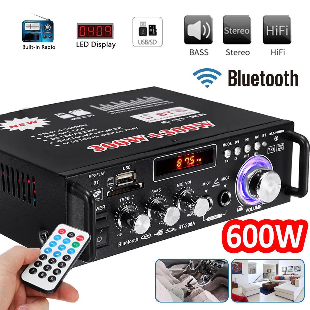 Оригинальные домашние усилители 600 Вт аудио Bluetooth усилитель сабвуфер усилитель домашний кинотеатр звуковая система усилитель