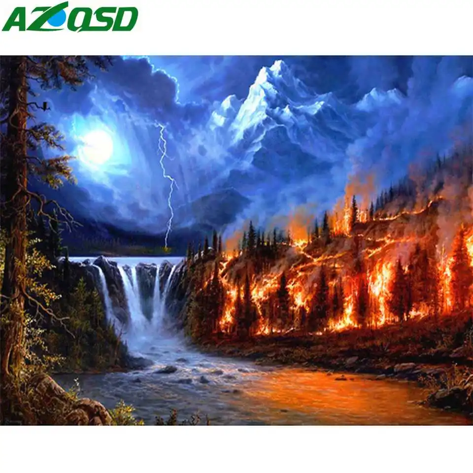 AZQSD Алмазная вышивка водопад алмазная живопись живописный украшение Hoome рукоделие Полный Набор для вышивания крестиком