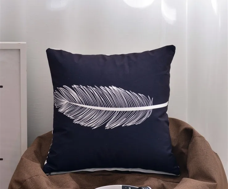 black feather Прямая поставка черное белое бархатное покрытие для подушки Эйфелева башня наволочка с птицей декоративная подушка для дома Чехол Диванные подушки декоративный бросок - Цвет: black feather